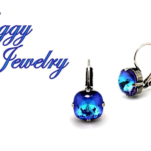 Burgundy Delite Cushion Cut Drop Earrings made with Genuine Premium Crystal - Picture 4 of 8